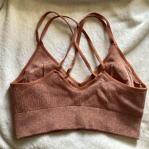 Aerie real good Ribbed Strappy Bralette in Rust  size Large - Picture 4 of 7